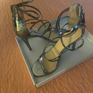 Silver heel open toe sandals